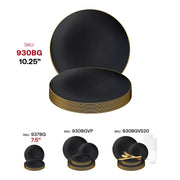Black with Gold Rim Organic Round Disposable Plastic Dinner Plates (10.25") SKU | Smarty Had A Party
