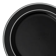 Black with Silver Edge Rim Plastic Appetizer/Salad Plates (7.5") | Smarty Had A Party