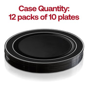 Black with Silver Edge Rim Plastic Appetizer/Salad Plates (7.5") Quantity | Smarty Had A Party