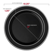 Black with Silver Edge Rim Plastic Dinnerware Value Set Dimension | Smarty Had A Party