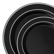 Black with Silver Edge Rim Plastic Dinnerware Value Set | Smarty Had A Party