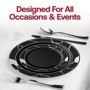 Black with Silver Marble Disposable Plastic Appetizer/Salad Plates (7.5") | Smarty Had A Party