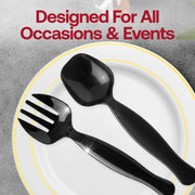 Black Disposable Plastic Serving Forks are great for stylish food presentation, adding a refined touch to your buffet layout.