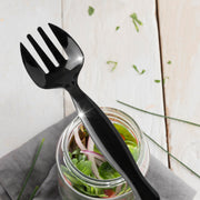 Black Disposable Plastic Serving Forks lightweight and sturdy, great for serving appetizers, entrees, or desserts