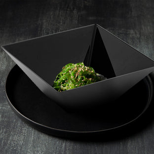 Black Square Serving Bowls were used to present chips and pasta salads at buffet tables.