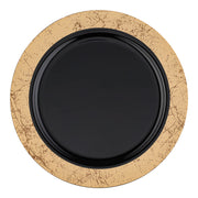 Black and gold marble-rimmed disposable plastic salad plates, 7.5 inches in diameter