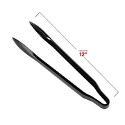 Black disposable plastic serving tongs, BPA-free for safe and convenient use at parties and gatherings