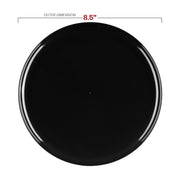 Black flat salad plate with a 9.5-inch diameter, perfect for starters, side dishes, and desserts