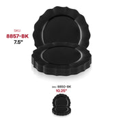 Black lotus-pattern appetizer and salad plates, made of durable plastic, 7.5-inch size