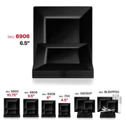 Black plastic dessert plates, square 6.5-inch design, disposable, pack of 120 great for catering or gatherings
