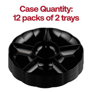 Black round disposable plastic tray, BPA-free and perfect for safe and convenient food service