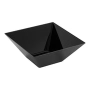 Black square plastic serving bowl with 96 oz capacity, perfect for stylish and practical food presentation