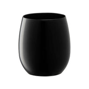 Black stemless plastic wine glasses, 12 oz, perfect for stylish entertaining and celebrations