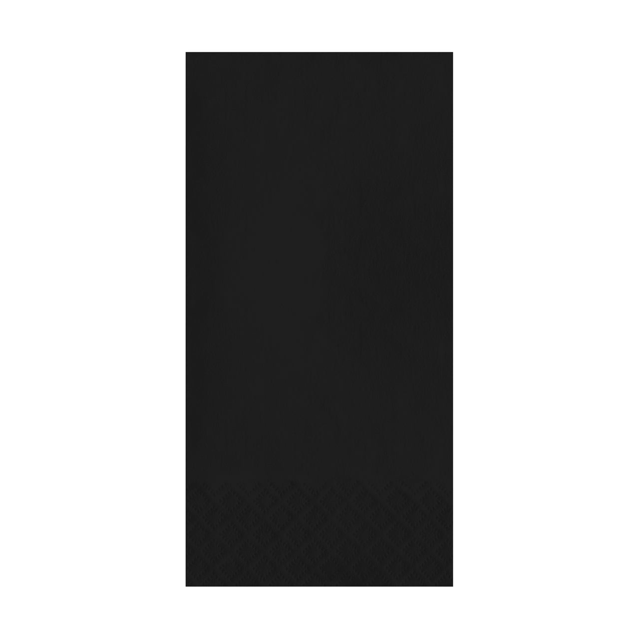Black velvet paper dinner napkin measuring 16 x 16 inches, part of a bulk 600-count case for large events