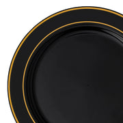 Black with Gold Edge Rim Plastic Appetizer/Salad Plates