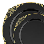Black with Gold Fancy Round Dinnerware Set ideal for formal events and stylish entertaining occasions