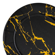 Black with Gold Marble Round Disposable Paper Charger Plates