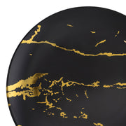 Black with Gold Marble Stroke Round Disposable Plastic Dinner Plates