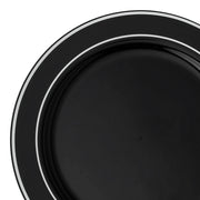 Black with Silver Edge Rim Plastic Appetizer/Salad Plates 