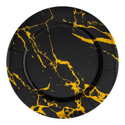 Black with gold marble disposable round paper charger plates