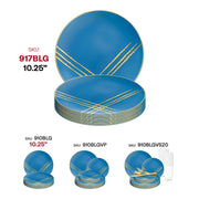 Blue with Gold Brushstroke Round Disposable Plastic Appetizer/Salad Plates (7.5") SKU | Smarty Had A Party