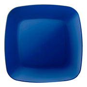 Blue flat rounded square disposable plastic buffet plates, 8.5-inch diameter, 120-pack for parties or events