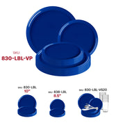 Blue plates in a chic summer gathering setup, perfect for casual events and outdoor dining