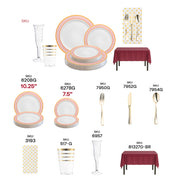 Bold and elegant disposable tableware setup using The Reign Party Bundle.