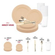 Bring energy and warmth to your celebration with the Matte Bright Yellow Round Disposable Plastic Wedding Value Set, perfect for vibrant events and occasions.