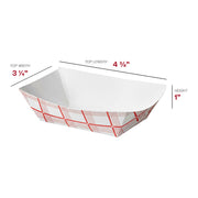 Bulk case of 1000 red checkered paper food boats, 4 packs of 250 trays each, perfect for professional concession stands and food trucks.
