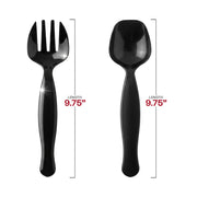 Bulk pack of 150 disposable black plastic serving utensils, perfect for catering, banquets, and large gatherings