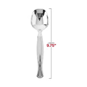 Bulk pack of 150 silver plastic serving spoons, ideal for large gatherings and catering