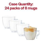 Bulk pack of 192 disposable clear square coffee mugs, 8 oz capacity, great for serving hot drinks at gatherings and special occasions