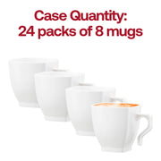 Bulk pack of 192 white square plastic coffee mugs, 8 oz. capacity, great for serving coffee, tea, or hot chocolate at large events