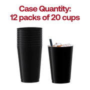 Bulk pack of 240 black round plastic tumblers, 12 oz capacity, disposable for easy cleanup at parties and events