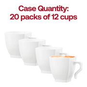 Bulk pack of 240 white plastic square mini cups, 2 oz. size, ideal for serving coffee, tea, and espresso at events or cafes