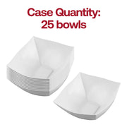 Bulk pack of 25 128 oz white wave square plastic bowls, 25 packs of 1 bowl each, perfect for professional catering and large-scale event hosting.
