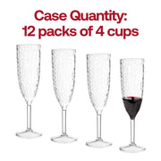 Bulk pack of 48 crystal-style plastic champagne flutes, 8 oz capacity, disposable for easy cleanup at parties and events