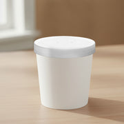 Bulk pack of 500 white paper soup cups with lids, 20 packs of 25 units each, perfect for professional restaurant and catering supplies.