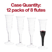 Bulk pack of 96 clear plastic champagne flutes, 5 oz. size, great for large celebrations, catered events, and bar service