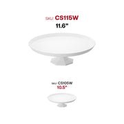 Bulk set includes 12 white medium plastic cake stands, perfect for catering and large dessert setups