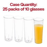 Bulk set of 250 clear round high ball plastic cups, 10 oz capacity, ideal for serving cold drinks at events