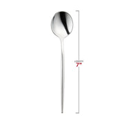 Bulk set of 300 shiny silver Moderno plastic dessert spoons, 7 inches, ideal for restaurants, large gatherings, and events