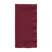 Burgundy red paper dinner napkins, 16" x 16", soft, absorbent, and stylish, ideal for any party or elegant event.