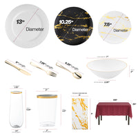 Burgundy tablecloth adds a rich contrast to gold cutlery and champagne flutes.