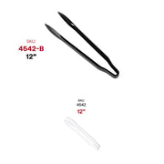 Case includes 48 black disposable plastic serving tongs, ideal for catering and large events