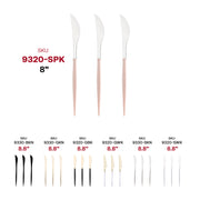 Case of 240 silver plastic dinner knives with pink handles, 8 inches in length, disposable for easy cleanup without sacrificing style