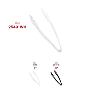 Case of 48 white disposable plastic serving tongs, ideal for large gatherings and catering services.