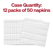 Case of 600 white beverage napkins with shimmering silver stripes, a sophisticated touch to your drink service