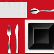 Casual sports lunch served on coordinated fan dinnerware featuring bold, modern contrasts.